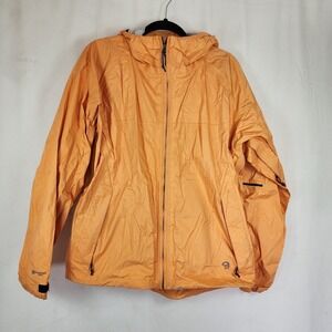 MOUNTAIN HARDWEAR Women's Sz XL Conduit Silk Light Gold Rain Hood Jacket Vented